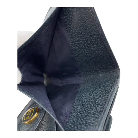 GUCCI Vintage Interlocking G GG Supreme PVC Leather Navy Bi-fold Wallet Boxed - Picture 9 of 15